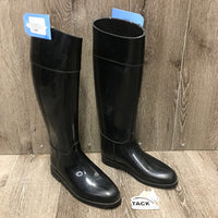 Pr Glossy Tall Rubber Riding Boots *gc, scuffs, dusty, scratches, mnr pilly top edges, dirty soles
