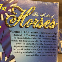 3 VHS "The World of Horses" *missing 1, v.worn box, dirty, creased