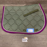 Quilted Pony Jumper Pad, 1x piping *gc, v. dirty, hair, stains, piping rubs, mnr pills, strong velcro
