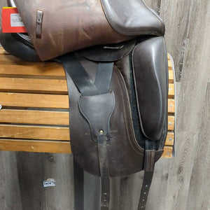 17.5 W *5.25" Sankey Dressage Saddle, Black Fleece Sankey Cover, XLg Velcro Front Blocks, Wool Flocking, Front & Rear Gusset Panels, Flaps: 16"L x 12.5"W Serial #: 0406714