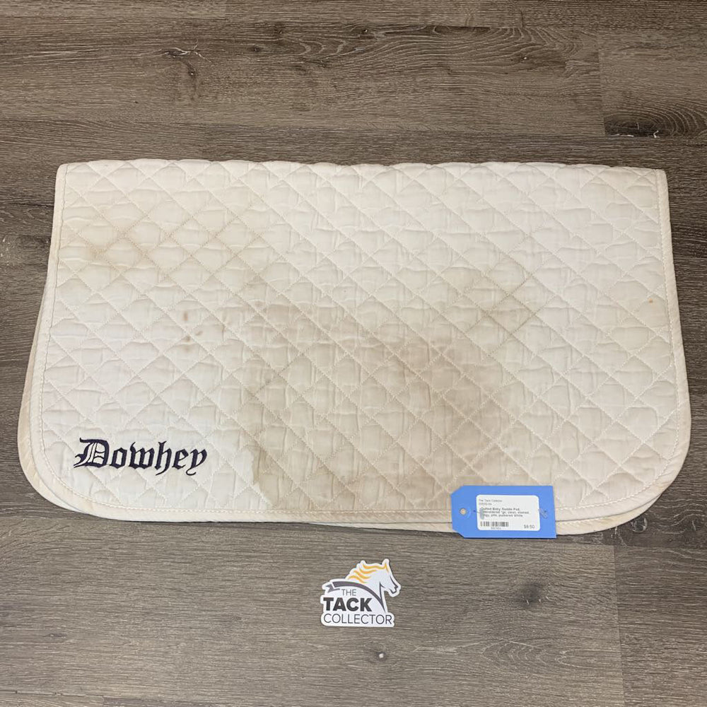 Quilted Baby Saddle Pad, embroidered *gc, clean, stained, dingy, pills, puckered