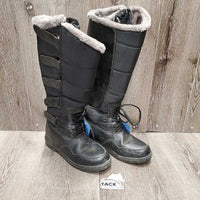 Pr Tall Fleece Lined Winter Boots, velcro sides *vgc, dirty, mnr rubs & scratches

