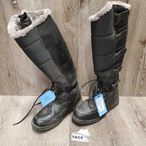 Pr Tall Fleece Lined Winter Boots, velcro sides *vgc, dirty, mnr rubs & scratches