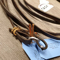 Thin Leather Split Reins, water loops *fair, cracks, stained, scratches, mismatched ties
