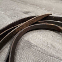 Thin Leather Split Reins, water loops *fair, cracks, stained, scratches, mismatched ties
