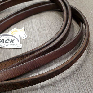 Heavy Leather Split Reins, 1 water loop *gc, missing water loop, stains, crackles, scratches, rubs