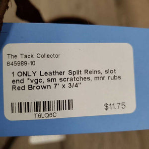 1 ONLY Leather Split Reins, slot end *vgc, sm scratches, mnr rubs