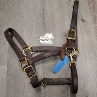Double Stitched Adjustable Leather Halter *gc, dirt, stains, chewed crown, mnr scuffs
