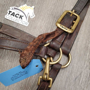 Double Stitched Adjustable Leather Halter *gc, dirt, stains, chewed crown, mnr scuffs
