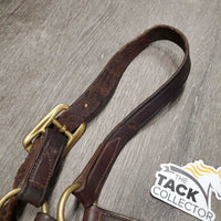 Double Stitched Adjustable Leather Halter *gc, dirt, stains, chewed crown, mnr scuffs