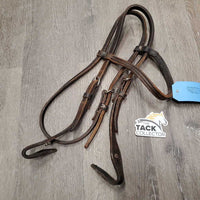 Double Stitched Double Leather Headstall *gc, mnr dirt, stains, sm scuffs, dry, rubs
