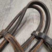 Double Stitched Double Leather Headstall *gc, mnr dirt, stains, sm scuffs, dry, rubs