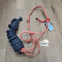 Nylon Rope Halter with Attached Lead *gc, dirt, stains, hair, rubs, snags, frayed lead
