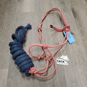 Nylon Rope Halter with Attached Lead *gc, dirt, stains, hair, rubs, snags, frayed lead