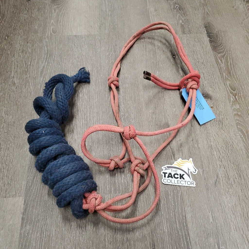 Nylon Rope Halter with Attached Lead *gc, dirt, stains, hair, rubs, snags, frayed lead