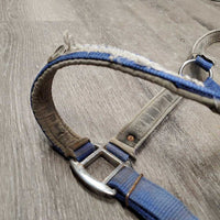 Padded Adjustable Nylon Halter *fair, dirty, stained, threads, bent missing decor, mnr rust, loose stitching
