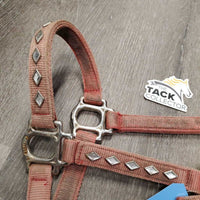 Thick Double Nylon Halter with Diamond Crystals *gc, dirty, stained, hair, rubs, frayed holes, stiff. v. faded
