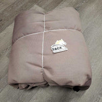Hvy Winter Blanket, neck, tail *gc, missing belly attach, vmnr wpf, older, clean, vfaded, mnr tears, snags, repairs, stained, mnr hair, rust
