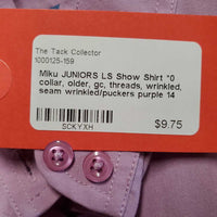 JUNIORS LS Show Shirt *0 collar, older, gc, threads, wrinkled, seam wrinkled/puckers
